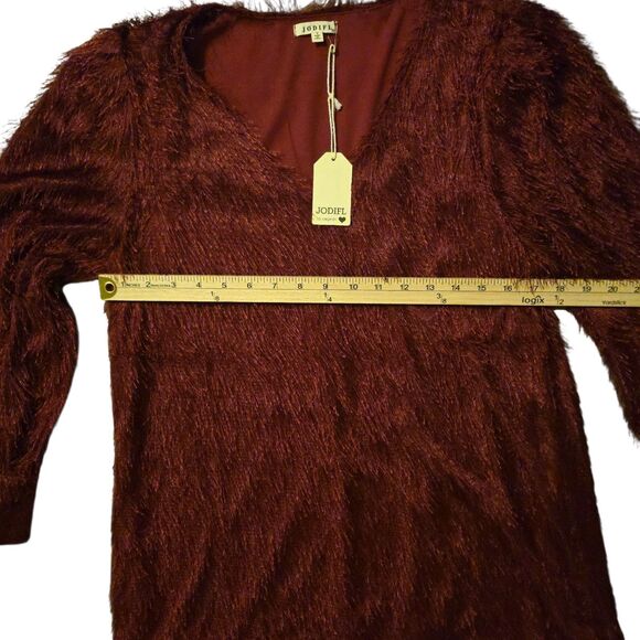 NWT Jodifl Eyelash Shirt Dress Small Midi Wine Fall Party Formal Lined - Picture 5 of 7